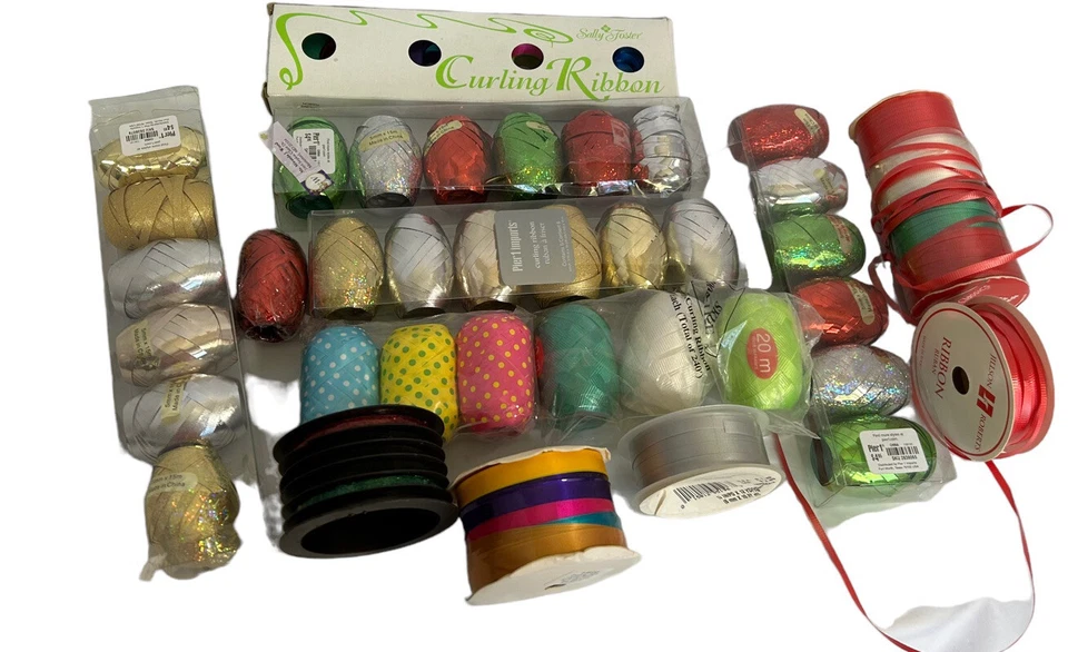Curling Ribbon VINTAGE To Now Mixed Lot 43 Gift Wrap Bow Making - New and Used - Image 2 of 4