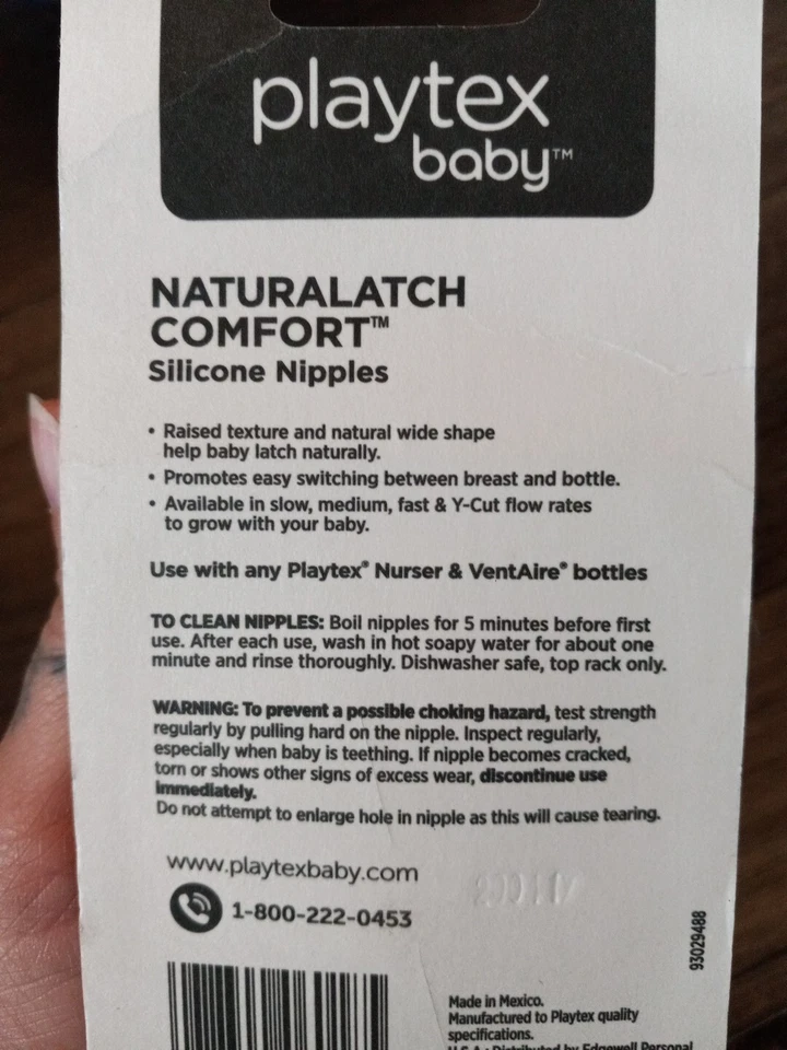 Nuevo paquete de 2 pezones de silicona lentos Playtex Baby Naturatch Comfort Easy Latch OM+ Foto 4 de 4