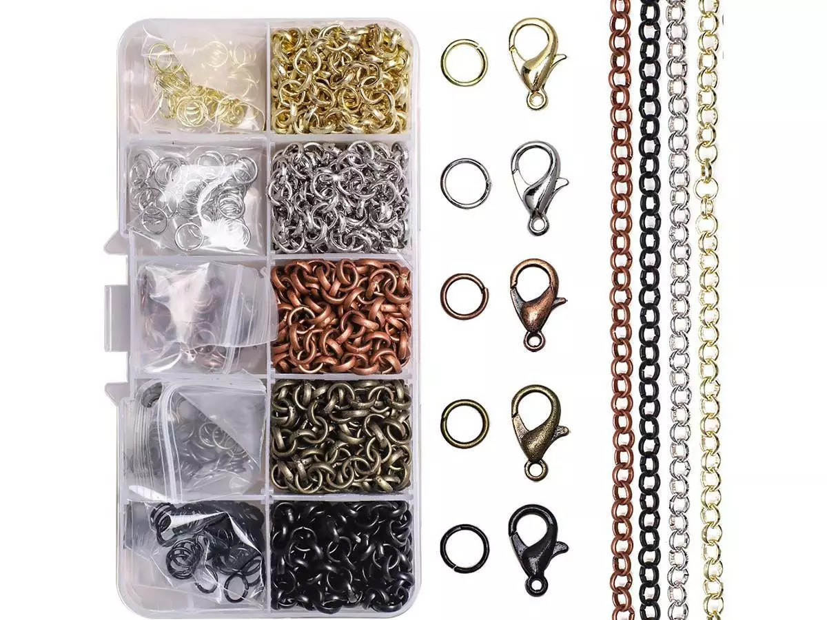 1Box 5 Colors Metal Jewelry Making Kit Chain Split Jump Ring