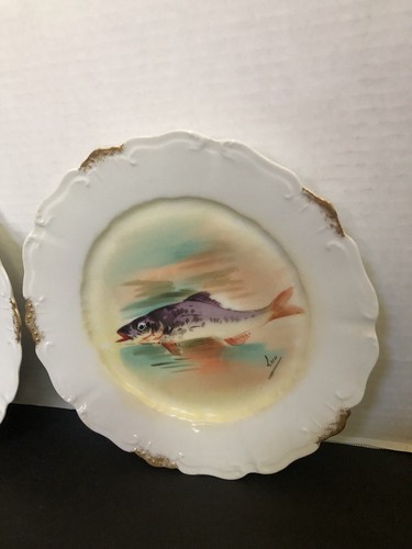 Antique Limoges LDBC France Porcelain Decorative Fish Pattern Plates- Set of 11 - Picture 17 of 17