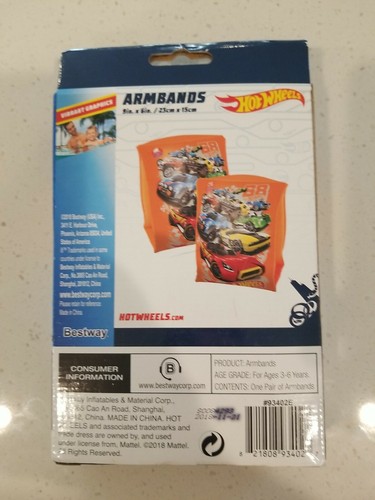 Hotwheels Inflatable Armbands Boys Cars Arm Bands Swimming Pool Aid 3-6 Years - Picture 2 of 2