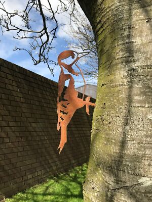 Toller Buntspecht Silhouette rostig Patina Metall Vogel Garten Kunst Ornament