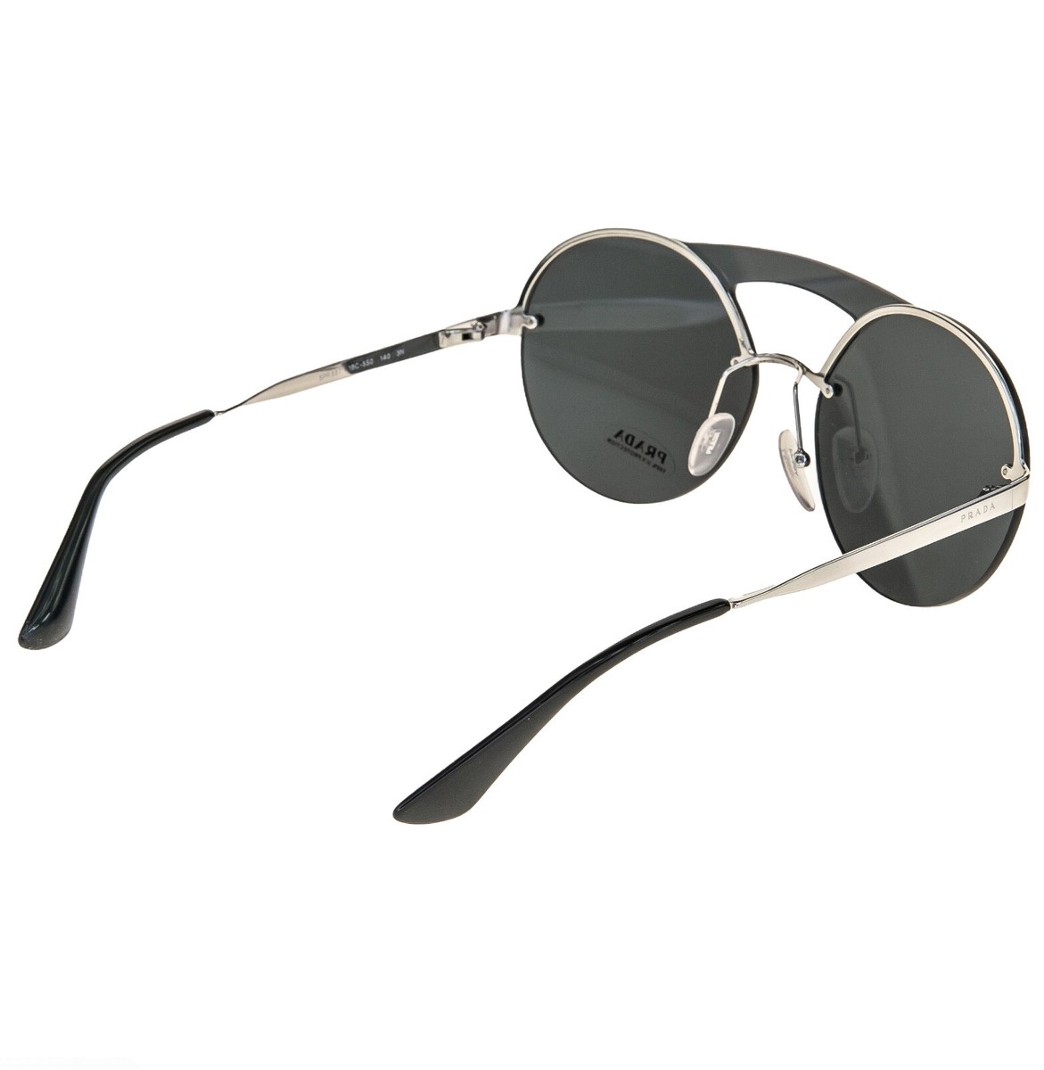 PRADA 65T CINEMA Sunglasses Silver Black Rimless Metal