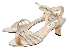 NINA Nelena Gold Metallic Low-Heel Dress Sandal Women Size 9.5