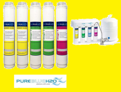 Pure Blue H2O Filter 5PC Reverse Osmosis Filter System Replacement Filters