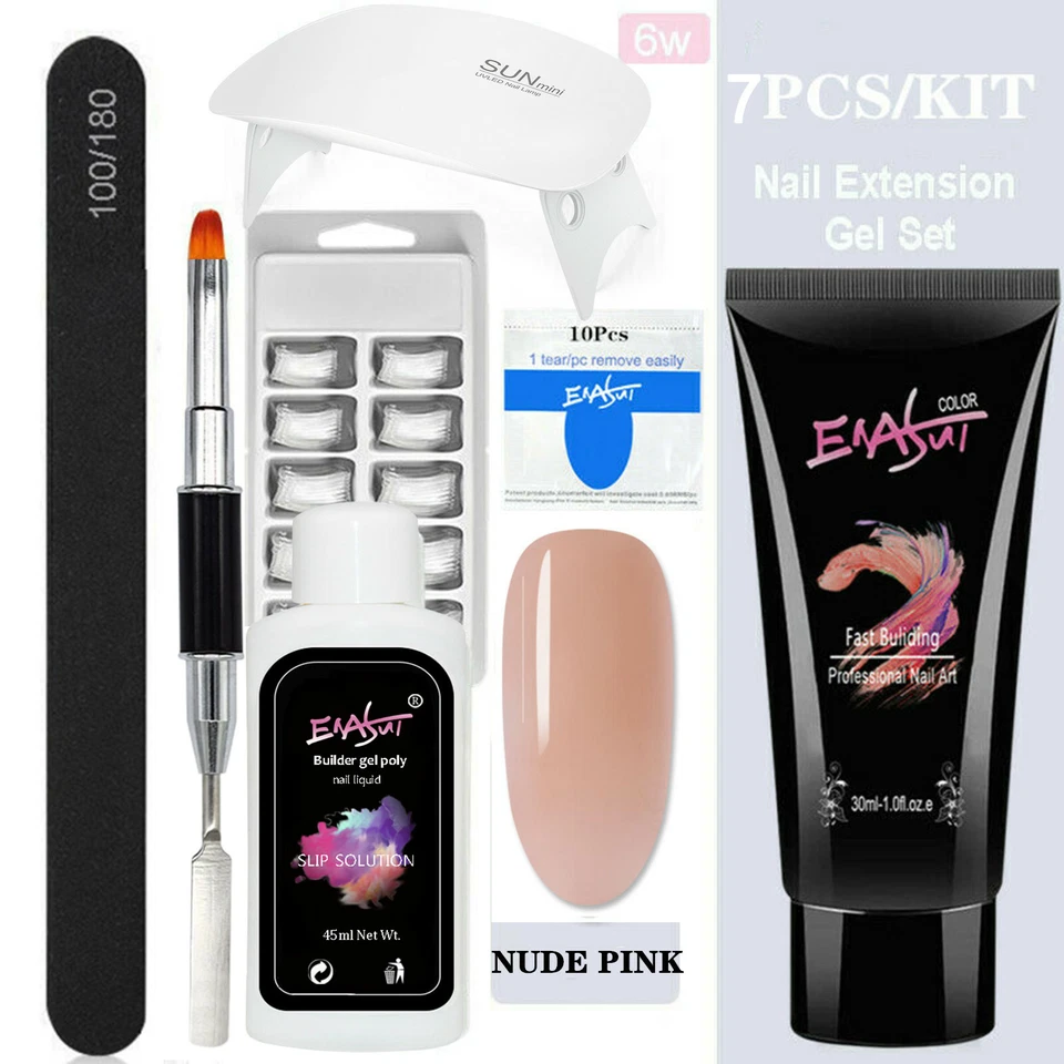 Kit de 7 piezas de gel de extensión de uñas mejora rápida UV gel construcción poli para arte en uñas Foto 2 de 4