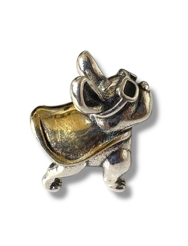 SUPER PUG / FRENCH BULLDOG Bull Dog European Charm & Pouch- Sterling Silver s925 - Picture 3 of 8