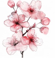 White Cherry Blossom Car Sticker Decal, Sakura Blossom Flower Branch Tree Car...