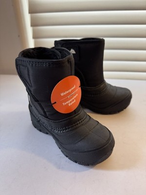 OZARK TRAIL SZ 9 TODDLER BOY'S SNOW BOOTS, BLACK, INSULATED, WATERPROOF, NEW