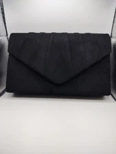 Black Faux Suede Purse. Clutch or Shoulder Bag 