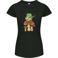 Camiseta A Frog Playing the Guitar on a Toadstool para mujer corte pequeño