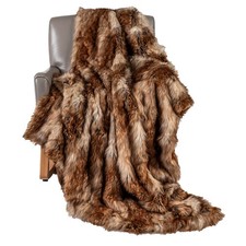 Fluffy Faux Fur Throw Blanket 540GSM Soft Fuzzy Luxury Faux Raccoon Fur Blanket