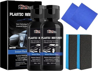 2er Pack Back to Black Trim Restaurator, Auto Kunststoff Restaurator schwarz, Kristallbeschichtung P