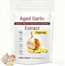 Odorless Garlic 7500mg Per Servings, 150 Softgels  2 Years Aged Garlic Extra...