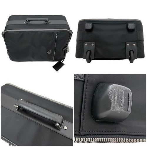 Prada Saffiano Travel Carry Bag Suitcase Black Nylon 36x49x20cm pre-owned - Picture 10 of 10