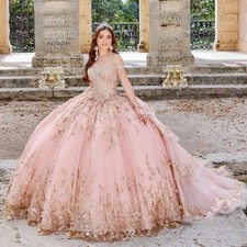 Pink Quinceanera Dresses Off Shoulder Lace Beaded Appliques Ball Gowns Sweet 16