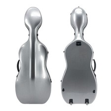 Special Offer 1/2 Cello Case Silver Carbon Fiber Hard Shell with Wheels Durable