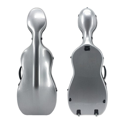 Special Offer 1/2 Cello Case Silver Carbon Fiber Hard Shell with Wheels Durable