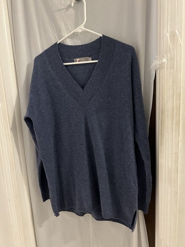 Tina Stephen’s Blue Men’s V Neck Cashmere Sweater Sz M