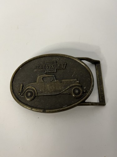 CHEVROLET Vintage Collectible Brass Plated Belt Buckle RJR RJ ROBERTS Co.
