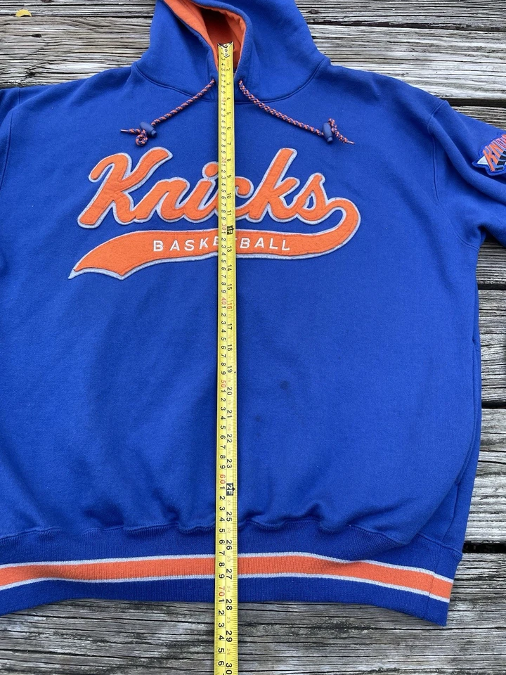 RARO DE COLECCIÓN AÑOS 90 NBA NEW YORK KNICKS STARTER SUDADERA CON CAPUCHA LOGOTIPO DE ESCRITURA TALLA L Foto 4 de 4