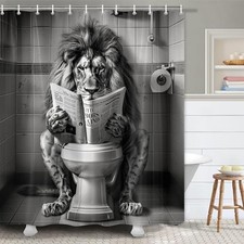 Funny Cool Lion Shower Curtain, Fun Leo Wild 72"W x 72"L Pack of 1 Brown