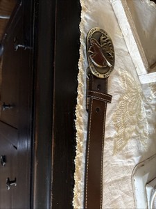 Leather Belt With Anchorage Alaska  Buckle Size 44