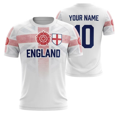 England Custom Soccer Jersey Personalized Name Number Football Shirt