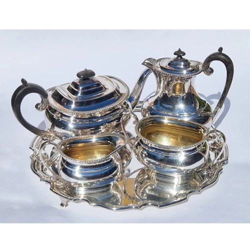 Vintage 5 pc English silver plate tea set Harrison Brothers & Howson tray teapot