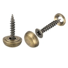 12Pcs Brass Decorative Screws with Caps, 15mm Mirror Screws Cover, Bronze
