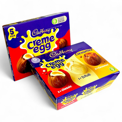 Cadbury Milk Chocolate Creme Eggs Duo, verschiedene Ostern Milch Weiß Karamell Ei