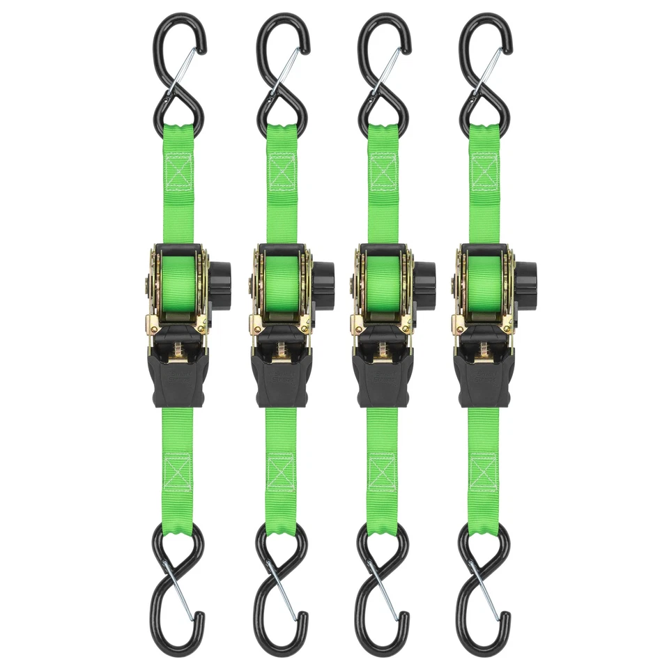 SmartStraps 6ft. 1500-Lb. Retractable Ratchet Tie Down 4-Pack, Green, Model# - Image 2 of 4