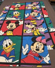 2 Vintage Disney Mickey Mouse Color Block Window Curtains Made In USA 80 X 63