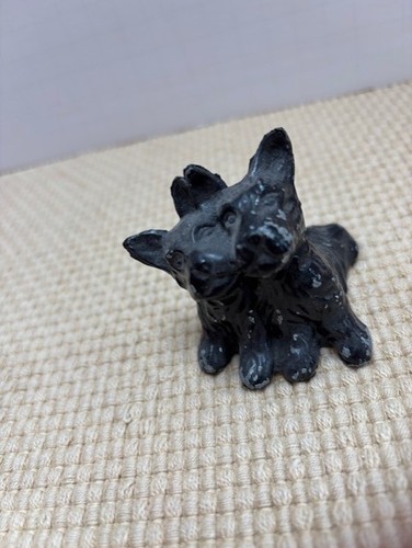 2 Vintage Metallstatuen mit Darstellung von 2 sCOTTIES SCOTTYS aneinander befestigt - Bild 2 von 6