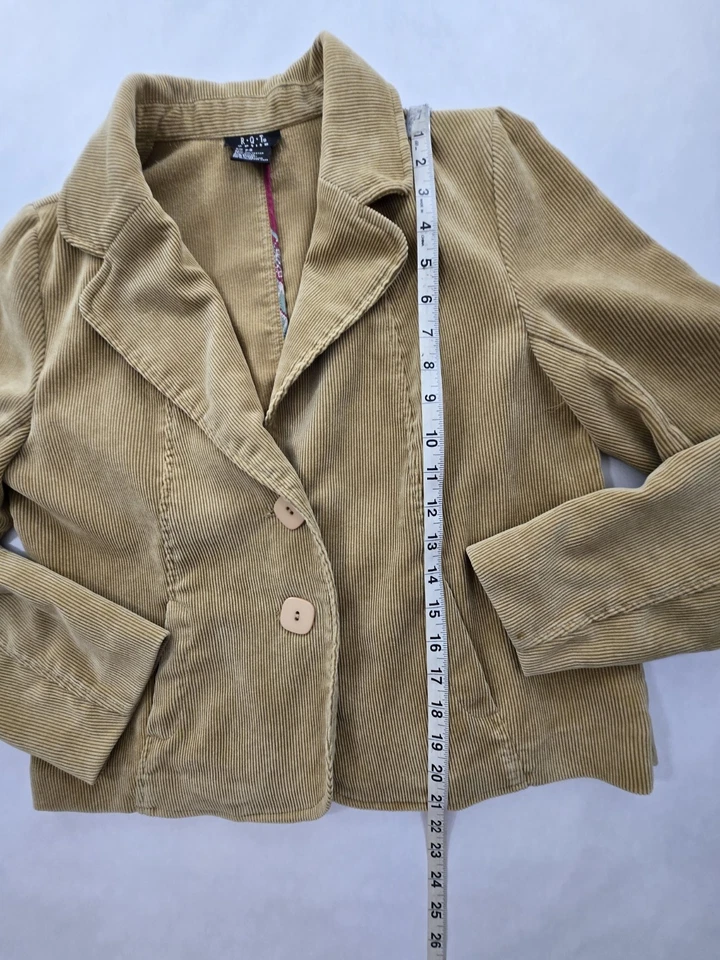 R Q T Petite куртка Blazer женщин желтовато-коричневый вельвет эластичной 2 кнопки размер PS - Изображение 4 из 4