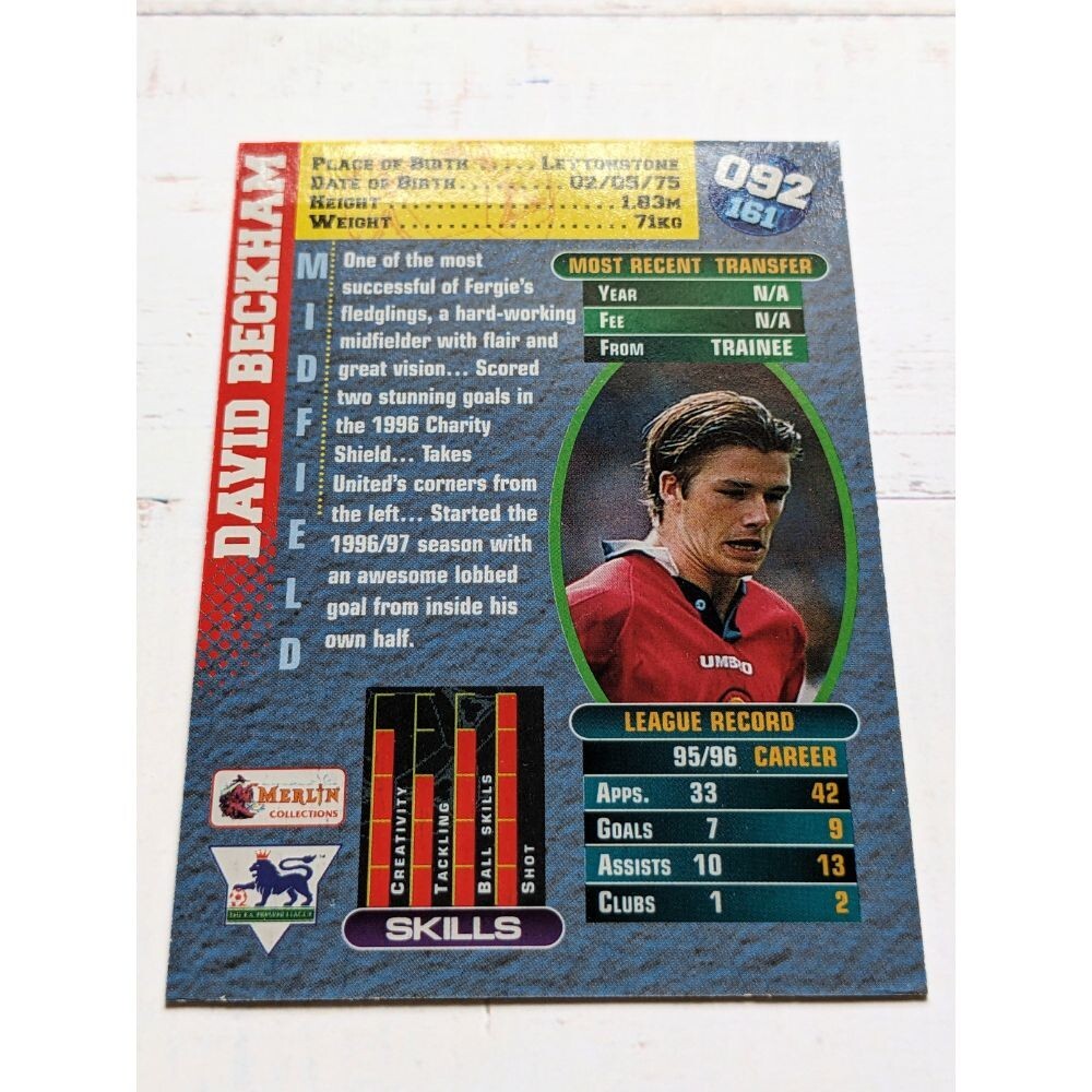 David Beckham Merlin Premier Gold 1996-1997 Manchester