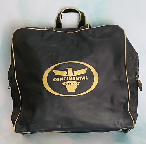 Continental Airlines Travel Vinyl Bag - Hand Style - Gold Proud Bird Logo - 第 1/3 張圖片