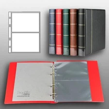 Prophila Postcard Album with 20 pockets for 40 Postcards red