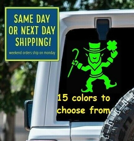8 Sizes Dancing Leprechaun Car Window Decal Sticker Macbook Laptop Tablet Gift - Picture 1 of 3