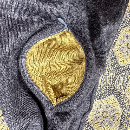 Icelandic Zip Yellow Gray Wool Blend Zip Pockets Women Knit Jacket Sweater Sz 2X - Picture 6 of 11