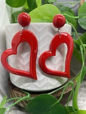 3  Silver-tone Acrylic Heart Drop Dangle Earring Set New Free Ship B8929