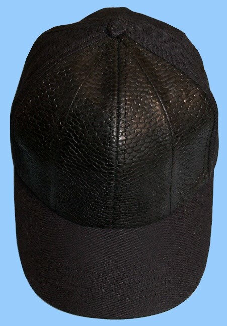 New MENS GENUINE BLACK Canadian BEAVER TAIL LEATHER-BASEBALL HAT-CAP-ADJUSTABLE