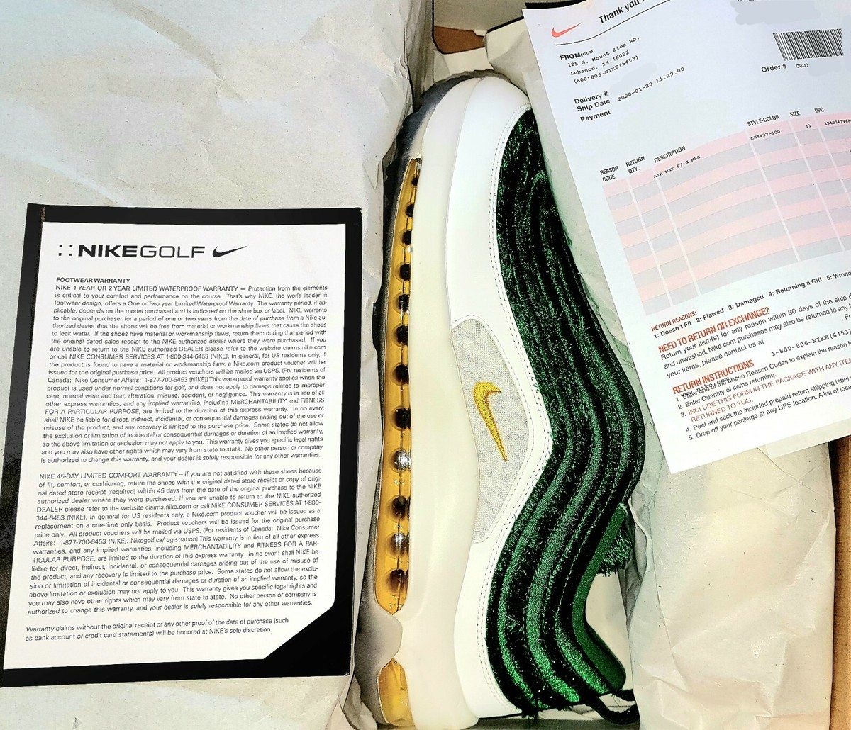 【NIKE GOLF】AIR MAX 97 GRASS ゴルフシューズ　28㎝ Nike Air Max 97 Golf Grass Men's - CK4437-100 - US
