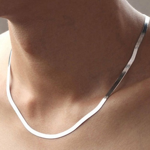 Simple Fashion Smooth Flat Plain Snake Silver Gold Choker Necklace Chain Jewelry - Picture 2 of 13