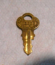 Vintage Old Original # 1112 Chicago Lock USA Double Sided Brass Key Nice Patina