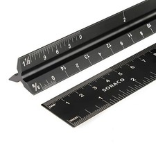 12" Triangular Architectural Scale Ruler Set Imperial with Engineering Stan...
