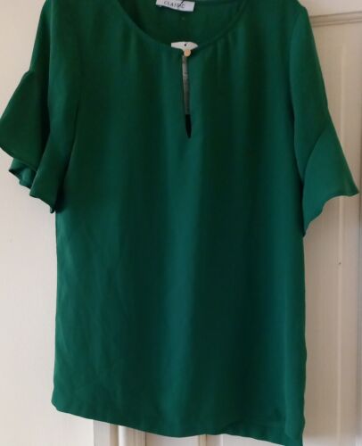 M&S CLASSIC, GREEN SHORT PEPLUM SLEEVED  TOP SIZE 6 BNWT - Picture 1 of 3