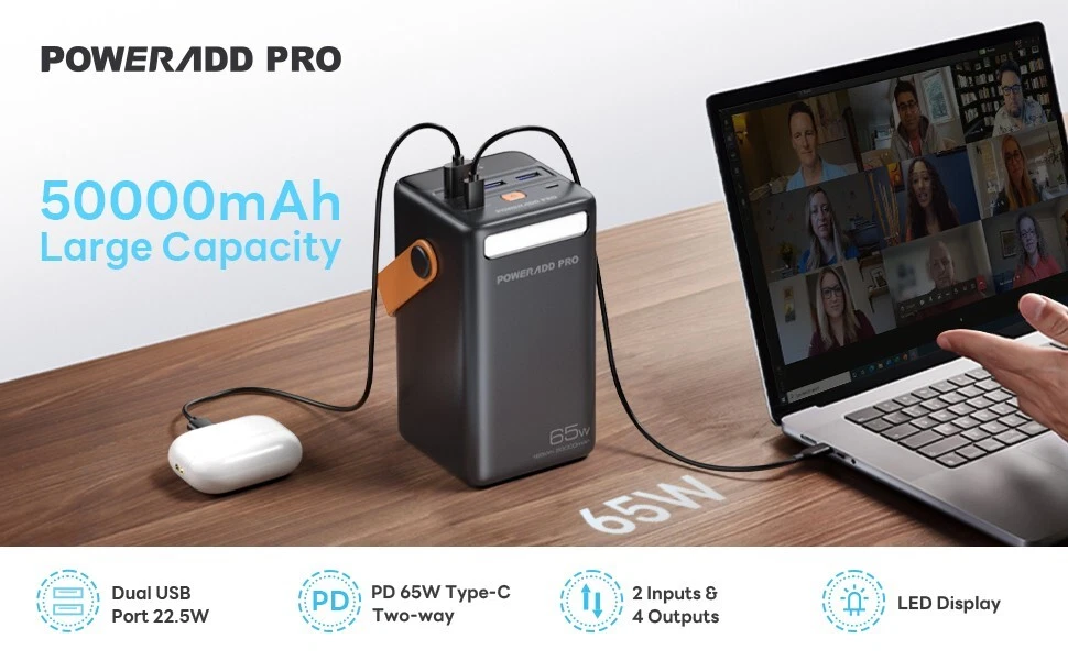 Power Bank 50000mAh PD 65W USB C Fast Charging Camping Travel Portable Charger Power Bank 50000mAh PD 65W USB C Fast Charging Camping Travel Portable Charger