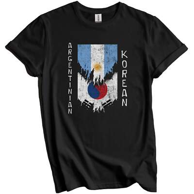 Argentinian Korean Flags Ripped Torn Argentina South Korea T-Shirt