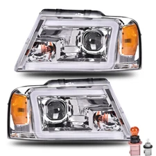 LED DRL Projector Headlights Assembly For 2004-2008 Ford F150 F-150 Headlamps